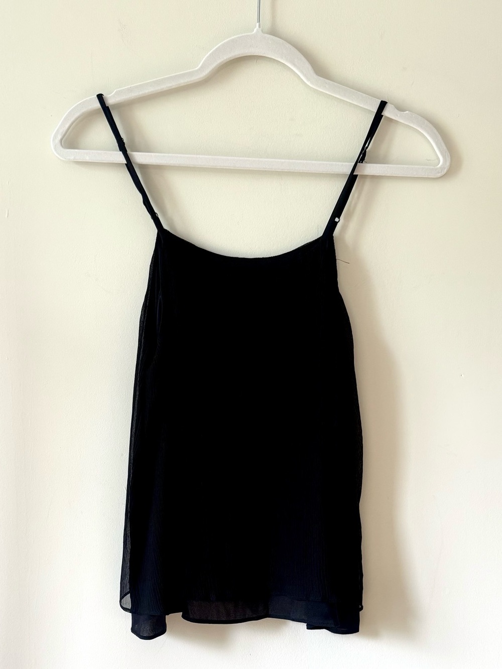Alice + Olivia Black Pleated Chiffon Cami Top